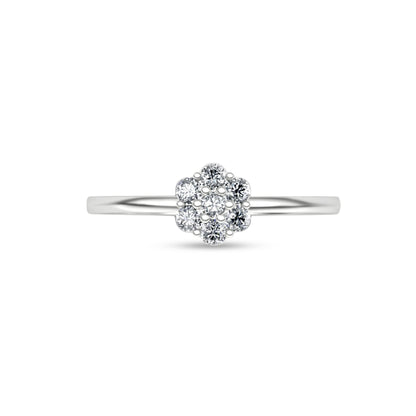 18K White Gold Floral Diamond Ring