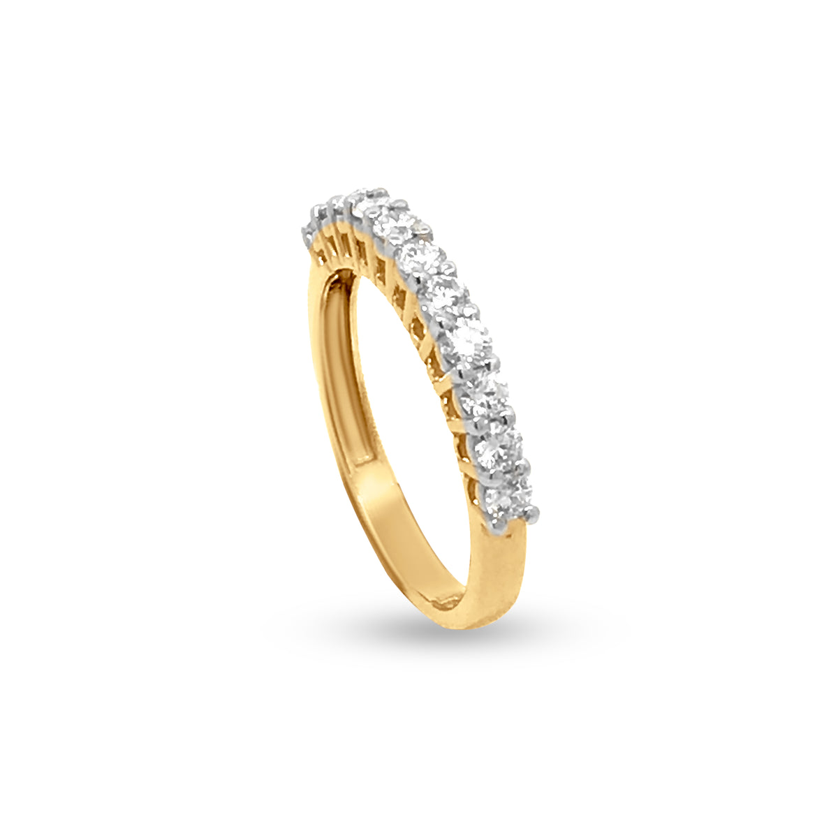 18k Yellow Gold 0.63 Carat Diamond Band Ring with Pave Settings