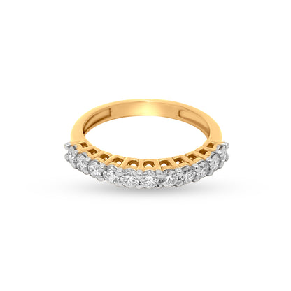 18k Yellow Gold 0.63 Carat Diamond Band Ring with Pave Settings