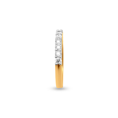 18k Yellow Gold 0.63 Carat Diamond Band Ring with Pave Settings