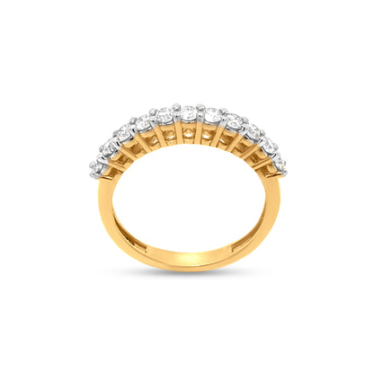 18k Yellow Gold 0.63 Carat Diamond Band Ring with Pave Settings
