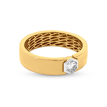 18k Gold Solitaire Band Womens Ring