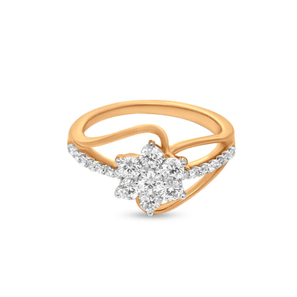 Elegant 0.54 Carat Midi Flower Diamond Ring in 18k Yellow Gold for Any Occasion