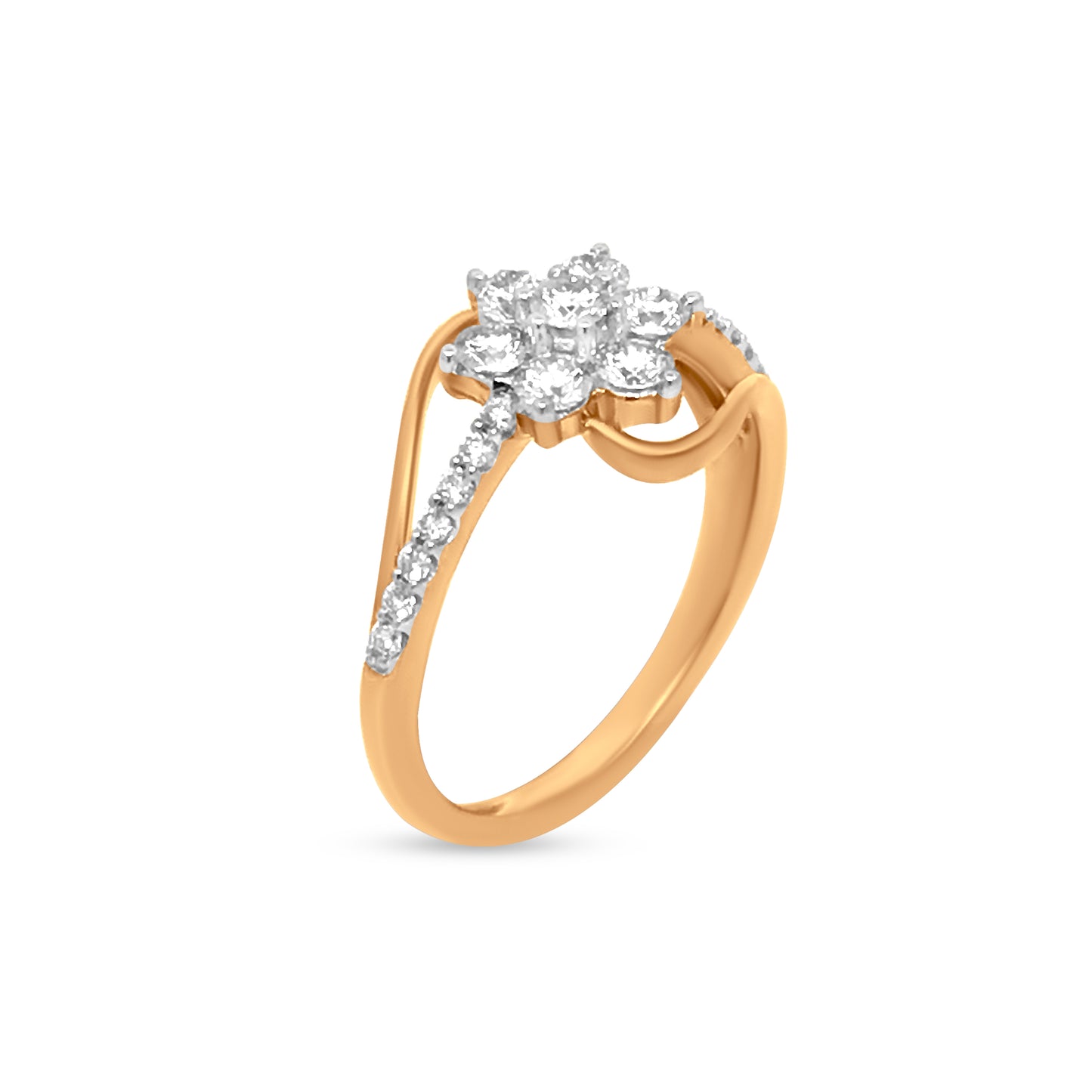 Elegant 0.54 Carat Midi Flower Diamond Ring in 18k Yellow Gold for Any Occasion