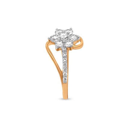 Elegant 0.54 Carat Midi Flower Diamond Ring in 18k Yellow Gold for Any Occasion