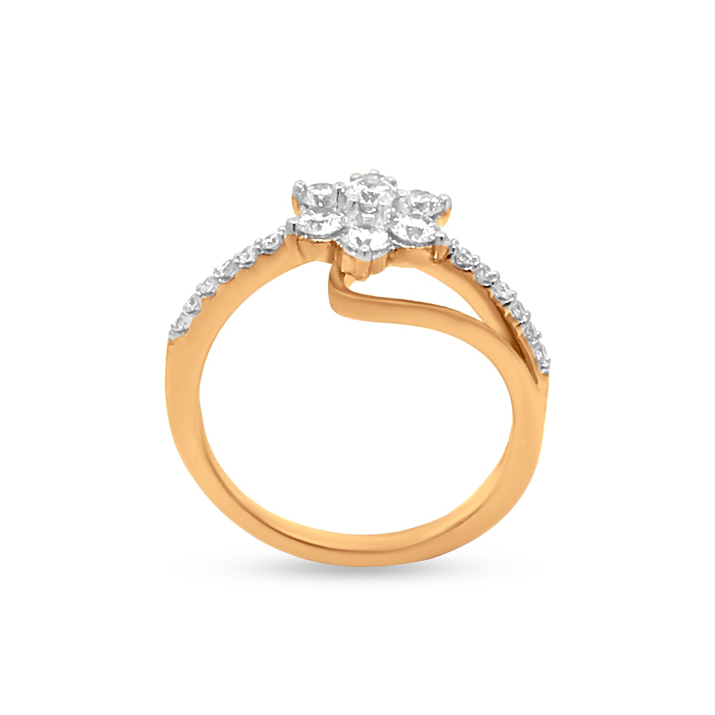 Elegant 0.54 Carat Midi Flower Diamond Ring in 18k Yellow Gold for Any Occasion
