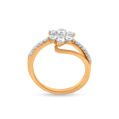Elegant 0.54 Carat Midi Flower Diamond Ring in 18k Yellow Gold for Any Occasion