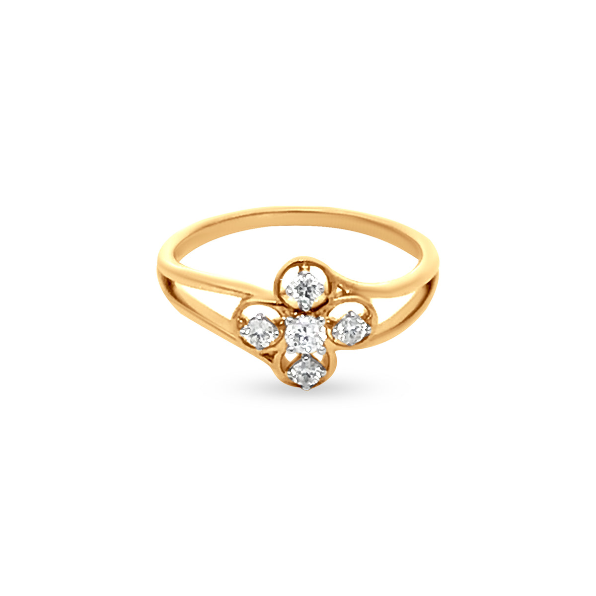 Elegant 18k Yellow Gold Mini Floral Diamond Ring for Daily Wear and Special Occasions