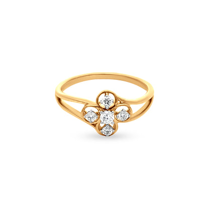 Elegant 18k Yellow Gold Mini Floral Diamond Ring for Daily Wear and Special Occasions