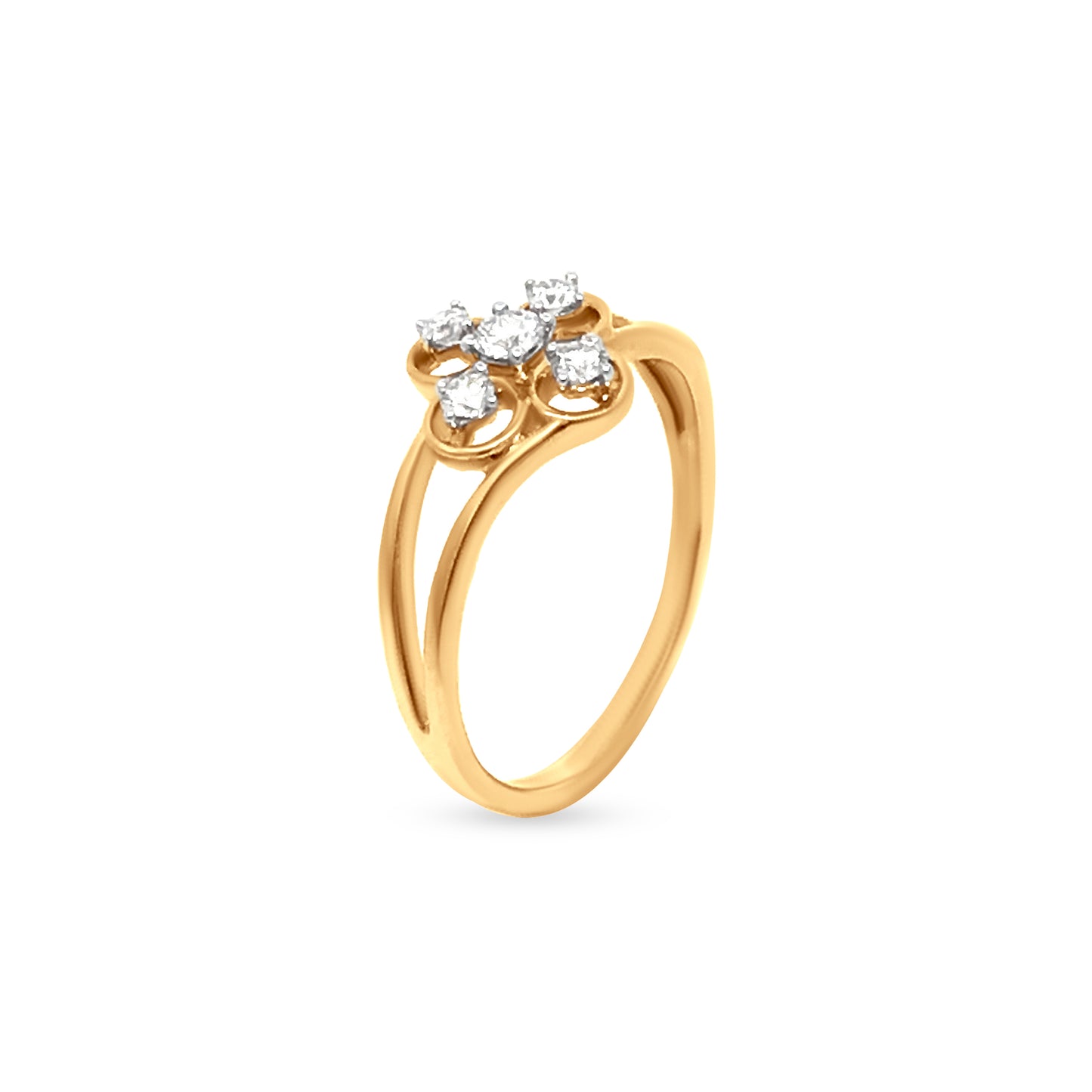 Elegant 18k Yellow Gold Mini Floral Diamond Ring for Daily Wear and Special Occasions