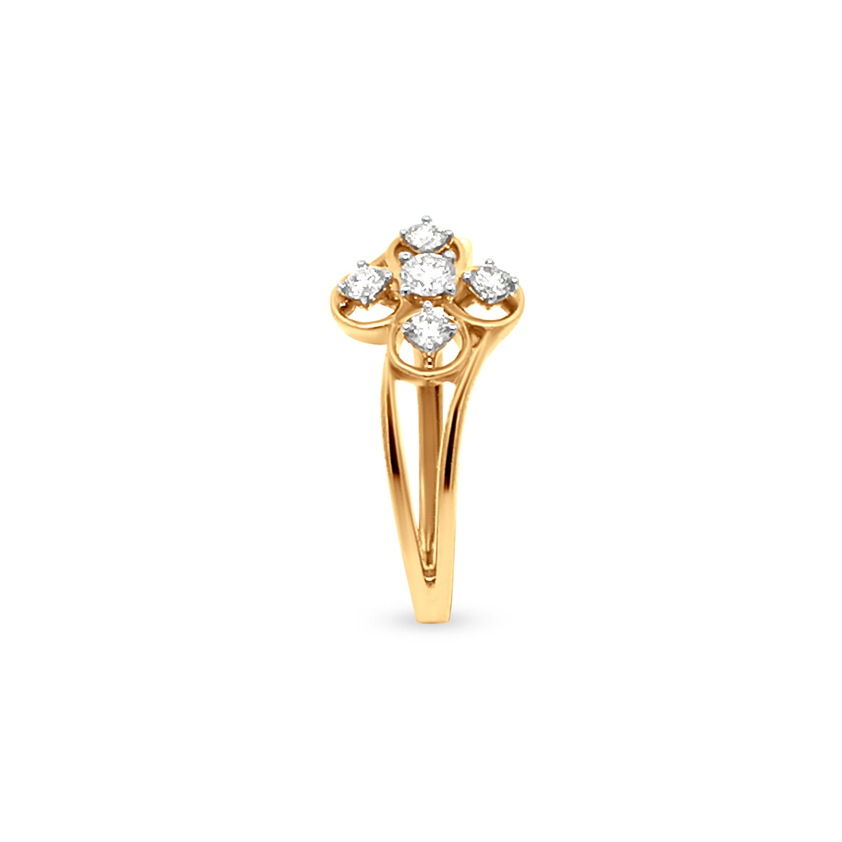 Elegant 18k Yellow Gold Mini Floral Diamond Ring for Daily Wear and Special Occasions