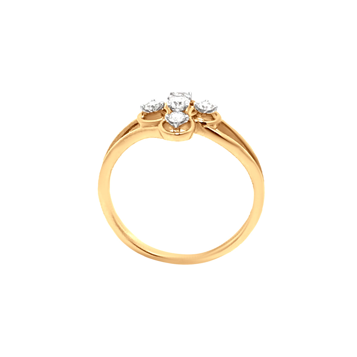 Elegant 18k Yellow Gold Mini Floral Diamond Ring for Daily Wear and Special Occasions