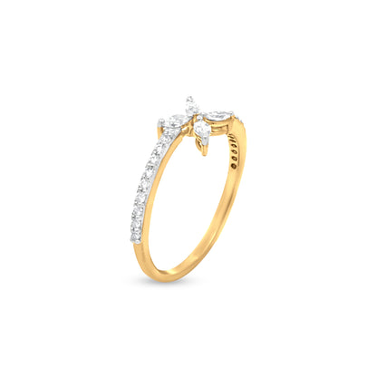 Classy 18K Yellow Gold Midi Ring Gleaming With Marquise Diamond
