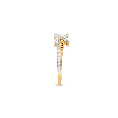 Classy 18K Yellow Gold Midi Ring Gleaming With Marquise Diamond