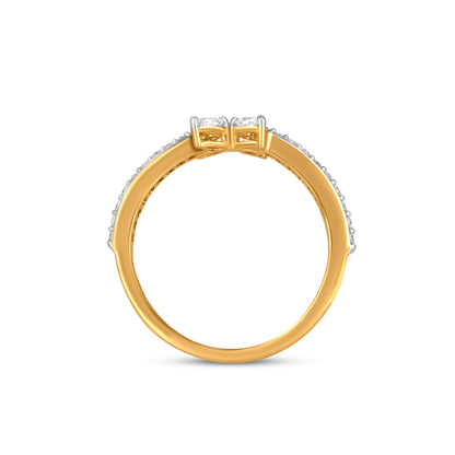 Classy 18K Yellow Gold Midi Ring Gleaming With Marquise Diamond
