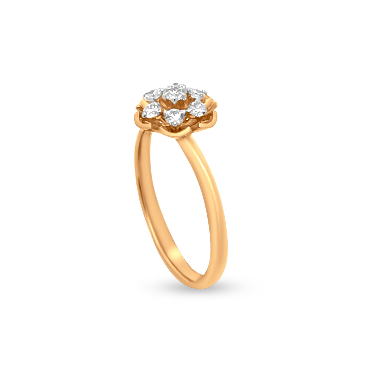 Nature-Inspired 18k Yellow Gold Floral Petals Diamond Ring with Sparkling Diamond Seeds