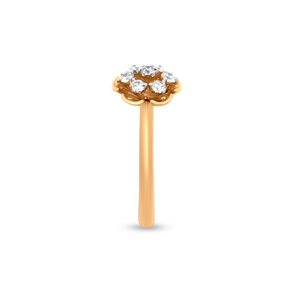 Nature-Inspired 18k Yellow Gold Floral Petals Diamond Ring with Sparkling Diamond Seeds