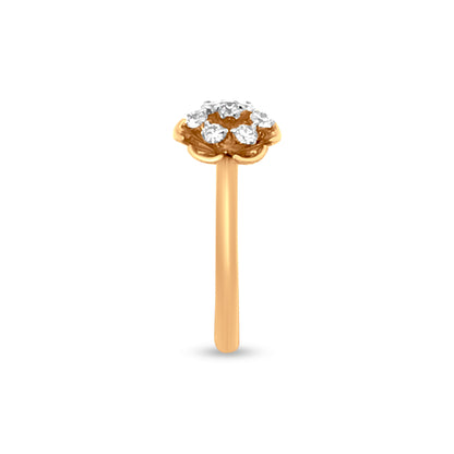 Nature-Inspired 18k Yellow Gold Floral Petals Diamond Ring with Sparkling Diamond Seeds