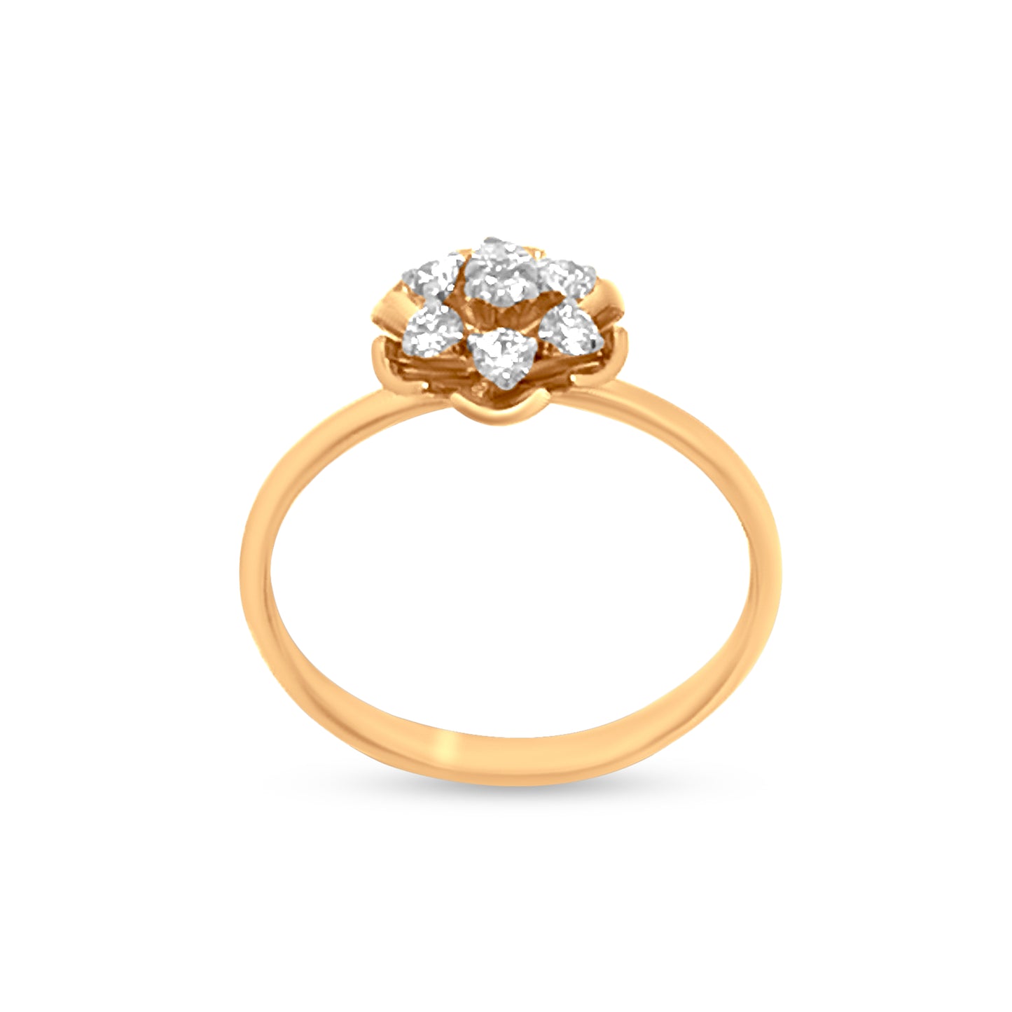 Nature-Inspired 18k Yellow Gold Floral Petals Diamond Ring with Sparkling Diamond Seeds