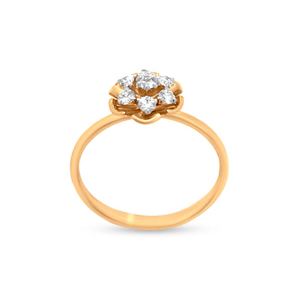Nature-Inspired 18k Yellow Gold Floral Petals Diamond Ring with Sparkling Diamond Seeds