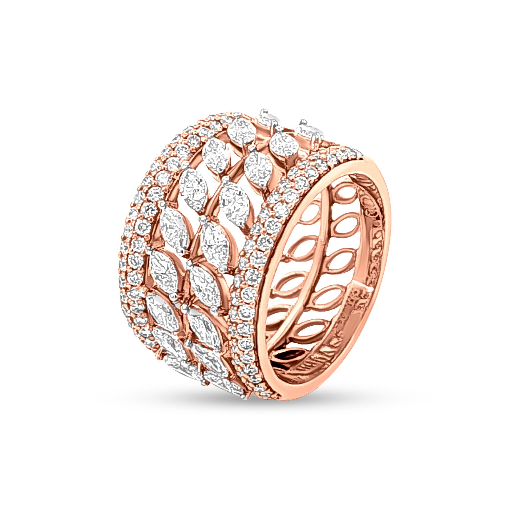 18k Rose Gold Big Womens Band Roller Ring