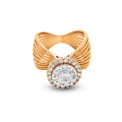 Luxurious 18k Yellow Gold Multi Split Shank Queen Crown Ring with 1.37 Carat Shimmering Diamonds