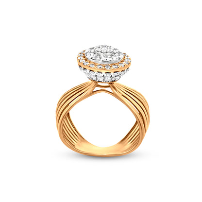 Luxurious 18k Yellow Gold Multi Split Shank Queen Crown Ring with 1.37 Carat Shimmering Diamonds