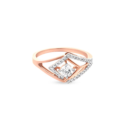 Handmade 18k Rose Gold Geometric Design Diamond Ring - Perfect Mother-Daughter Gift