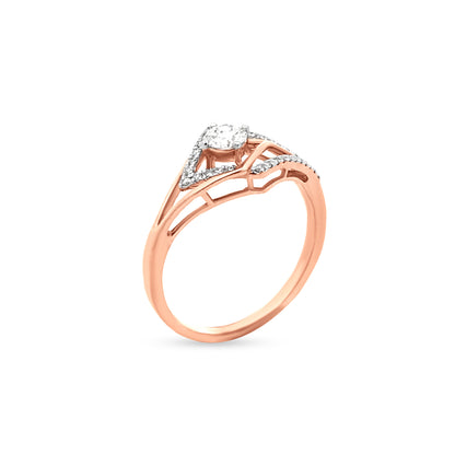 Handmade 18k Rose Gold Geometric Design Diamond Ring - Perfect Mother-Daughter Gift
