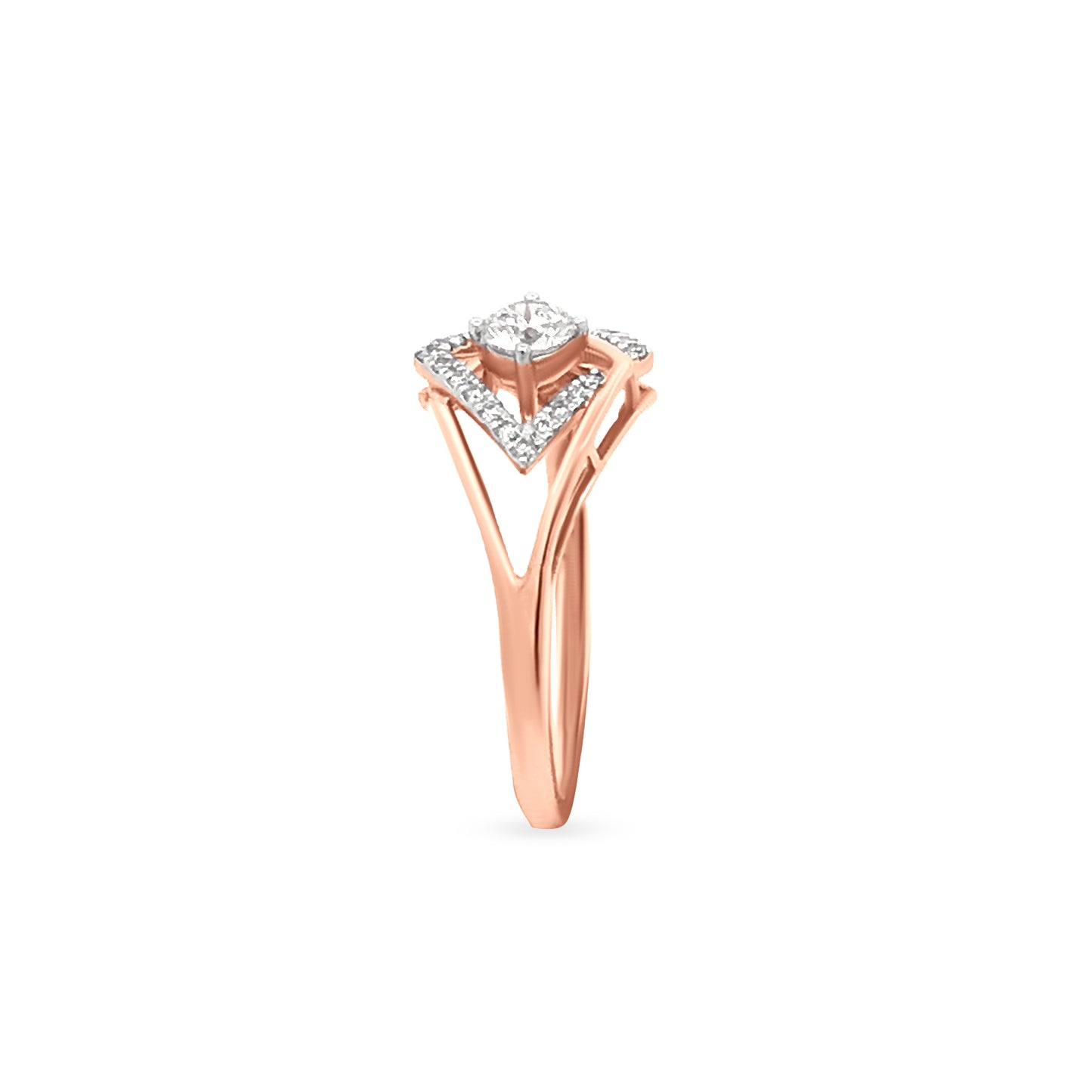 Handmade 18k Rose Gold Geometric Design Diamond Ring - Perfect Mother-Daughter Gift