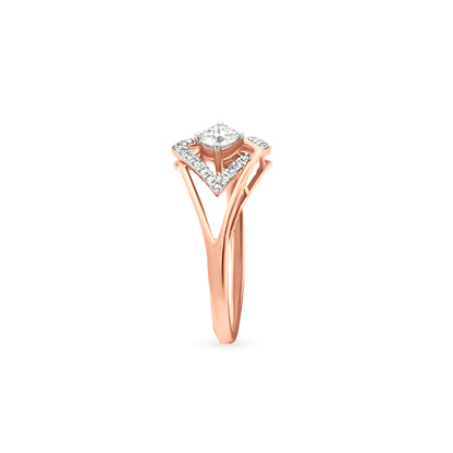 Handmade 18k Rose Gold Geometric Design Diamond Ring - Perfect Mother-Daughter Gift