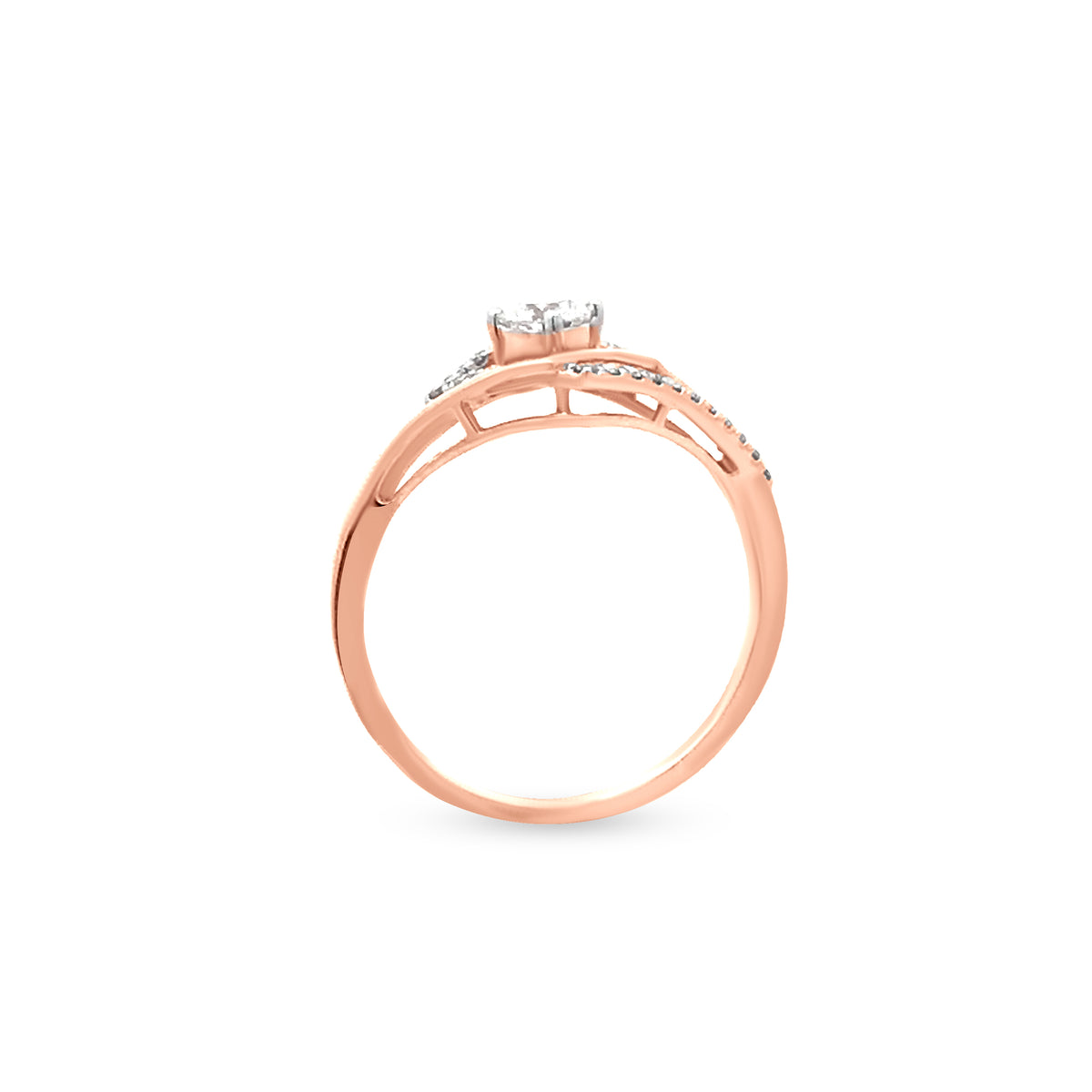 Handmade 18k Rose Gold Geometric Design Diamond Ring - Perfect Mother-Daughter Gift