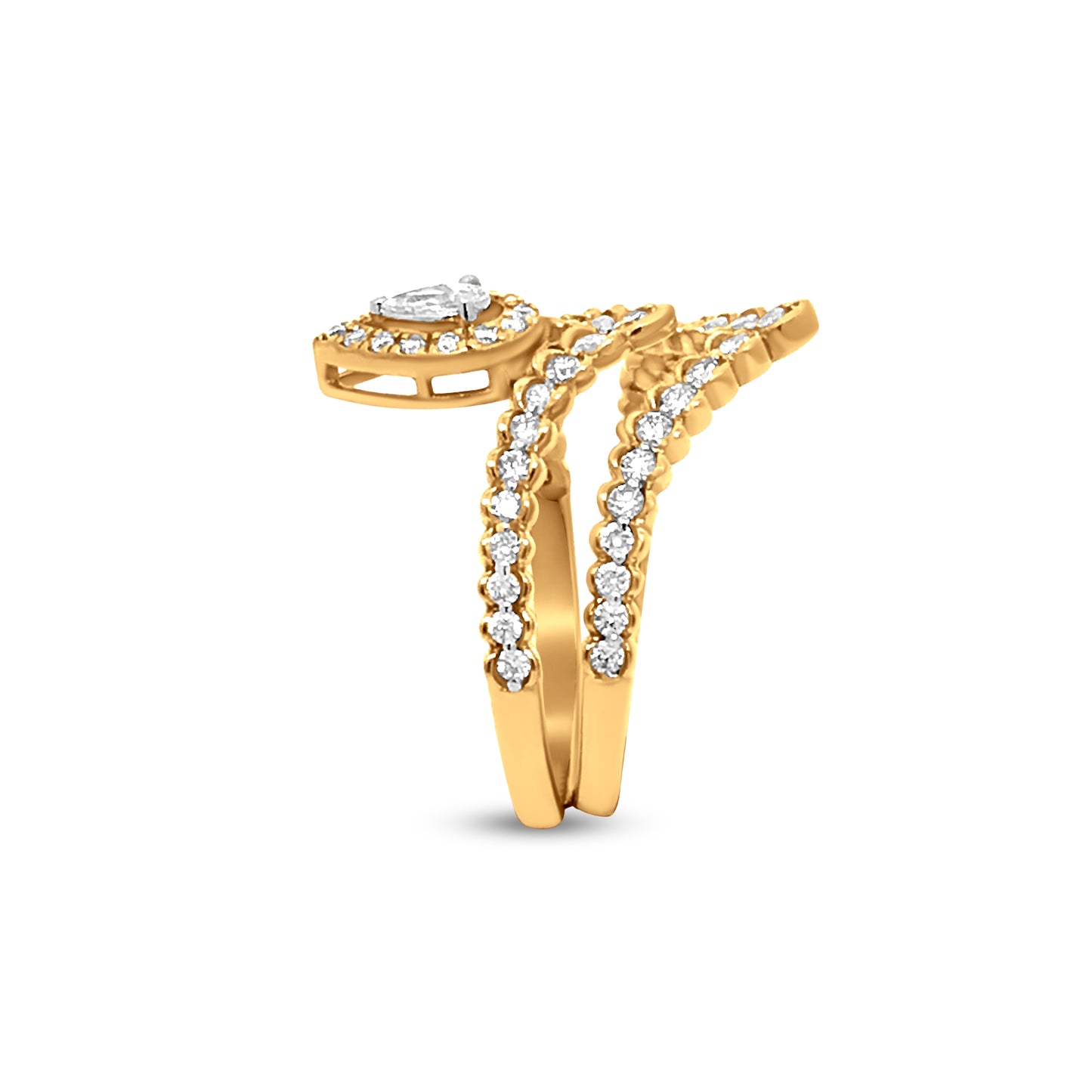 Elegant 18k Yellow Gold Queen Crown Ring with Pear-Shaped Diamond - A Symbol of Power and Self-Love