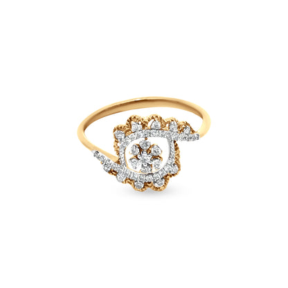 Abstract Diamond Flower Ring in 18k Yellow Gold: A Versatile Gift for Any Occasion