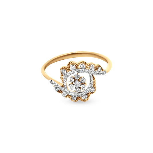 Abstract Diamond Flower Ring in 18k Yellow Gold: A Versatile Gift for Any Occasion