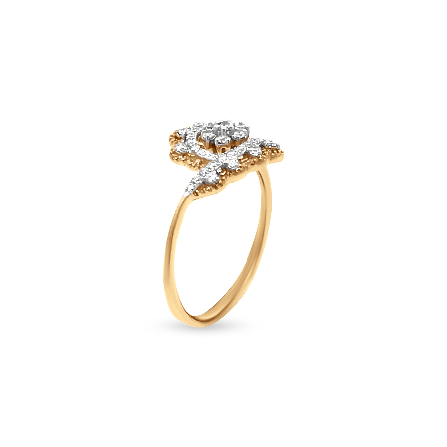 Abstract Diamond Flower Ring in 18k Yellow Gold: A Versatile Gift for Any Occasion