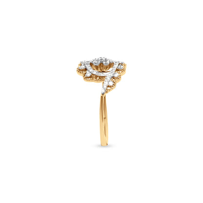 Abstract Diamond Flower Ring in 18k Yellow Gold: A Versatile Gift for Any Occasion