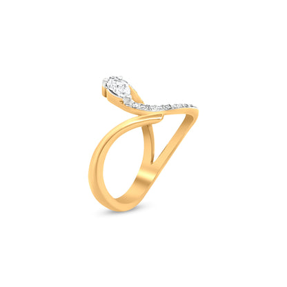 18k Yellow Gold Flair Cuff Ring with 0.31 Carat Round Diamonds - Elegant and Versatile
