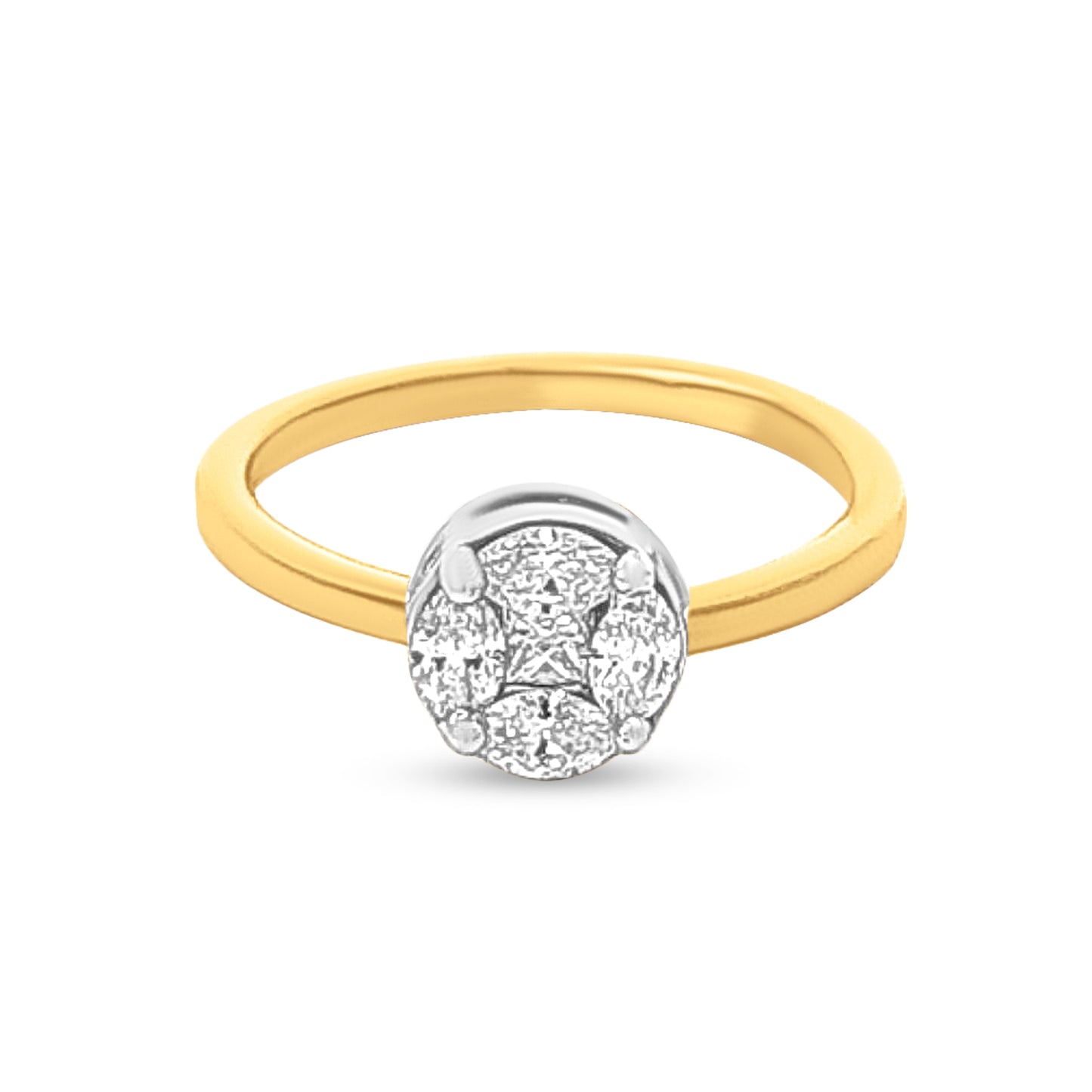 Sankalp Saanjh: 18k Yellow Gold Round Engagement Band Ring