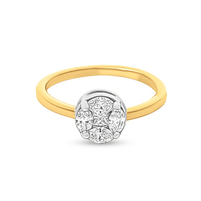 Sankalp Saanjh: 18k Yellow Gold Round Engagement Band Ring