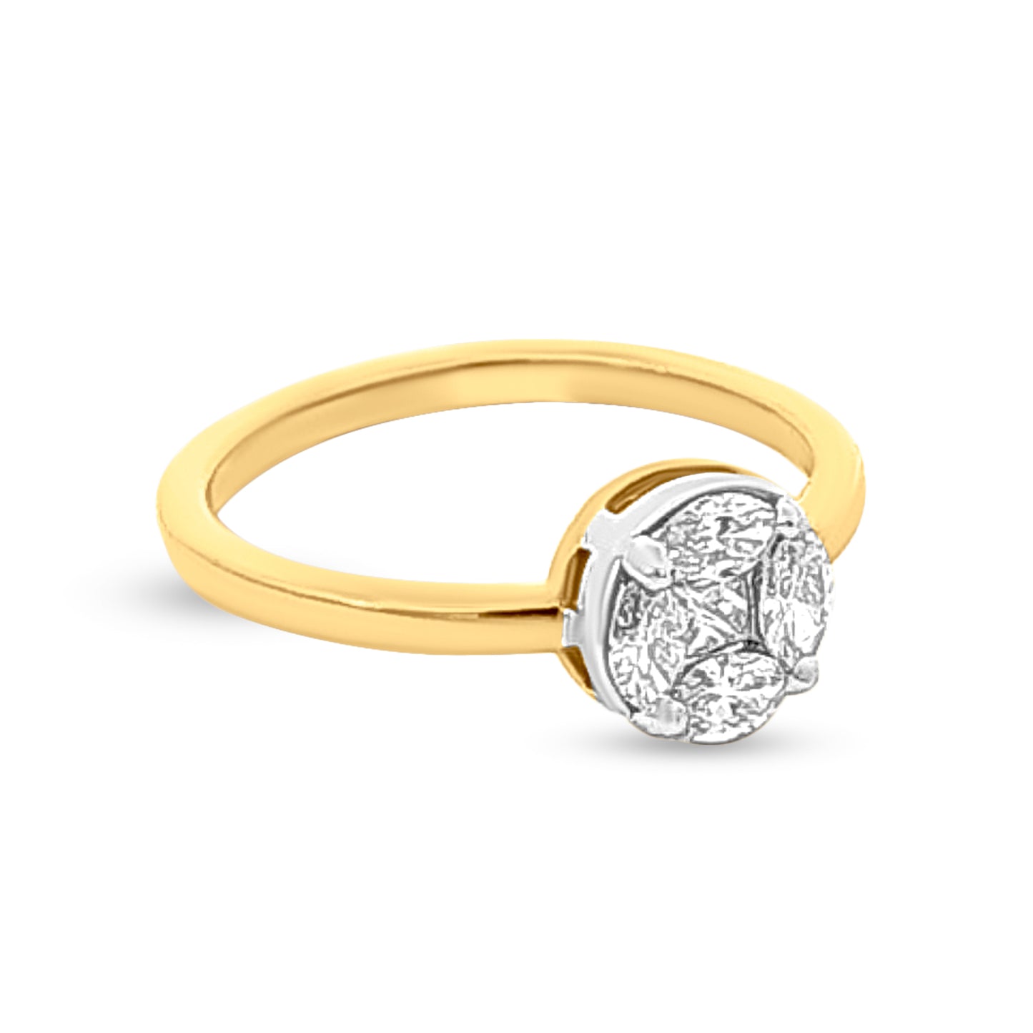 Sankalp Saanjh: 18k Yellow Gold Round Engagement Band Ring