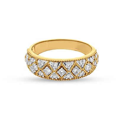 Divya Abhushan : 18k Yellow Gold Diamond-Studded Womens Band Ring