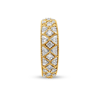 Divya Abhushan : 18k Yellow Gold Diamond-Studded Womens Band Ring