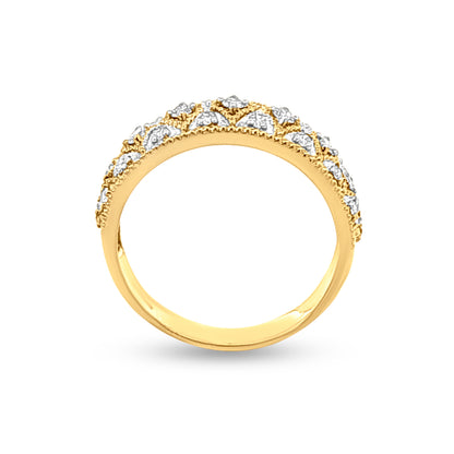 Divya Abhushan : 18k Yellow Gold Diamond-Studded Womens Band Ring