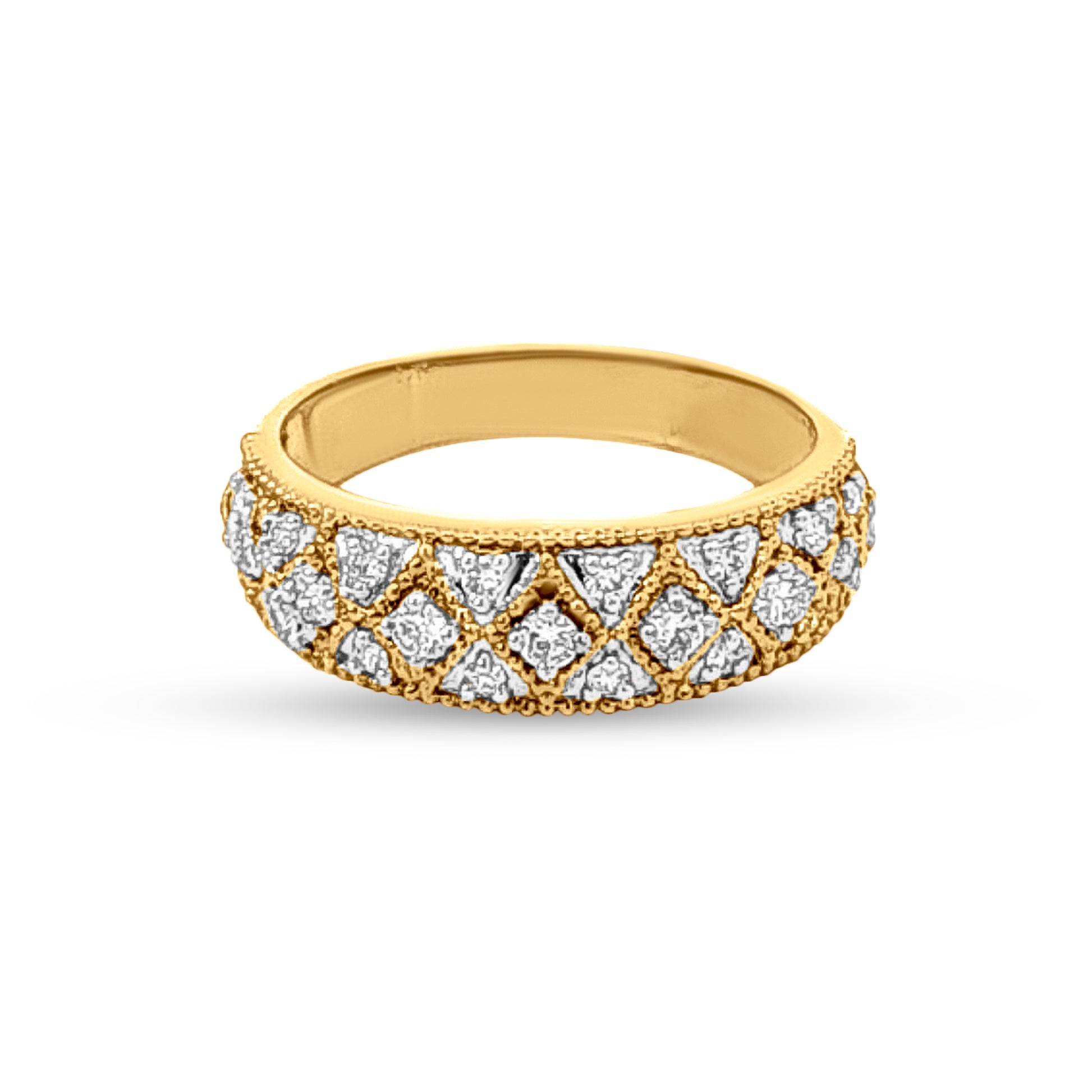 18k Gold Diamond-Studded Womens Band Ring