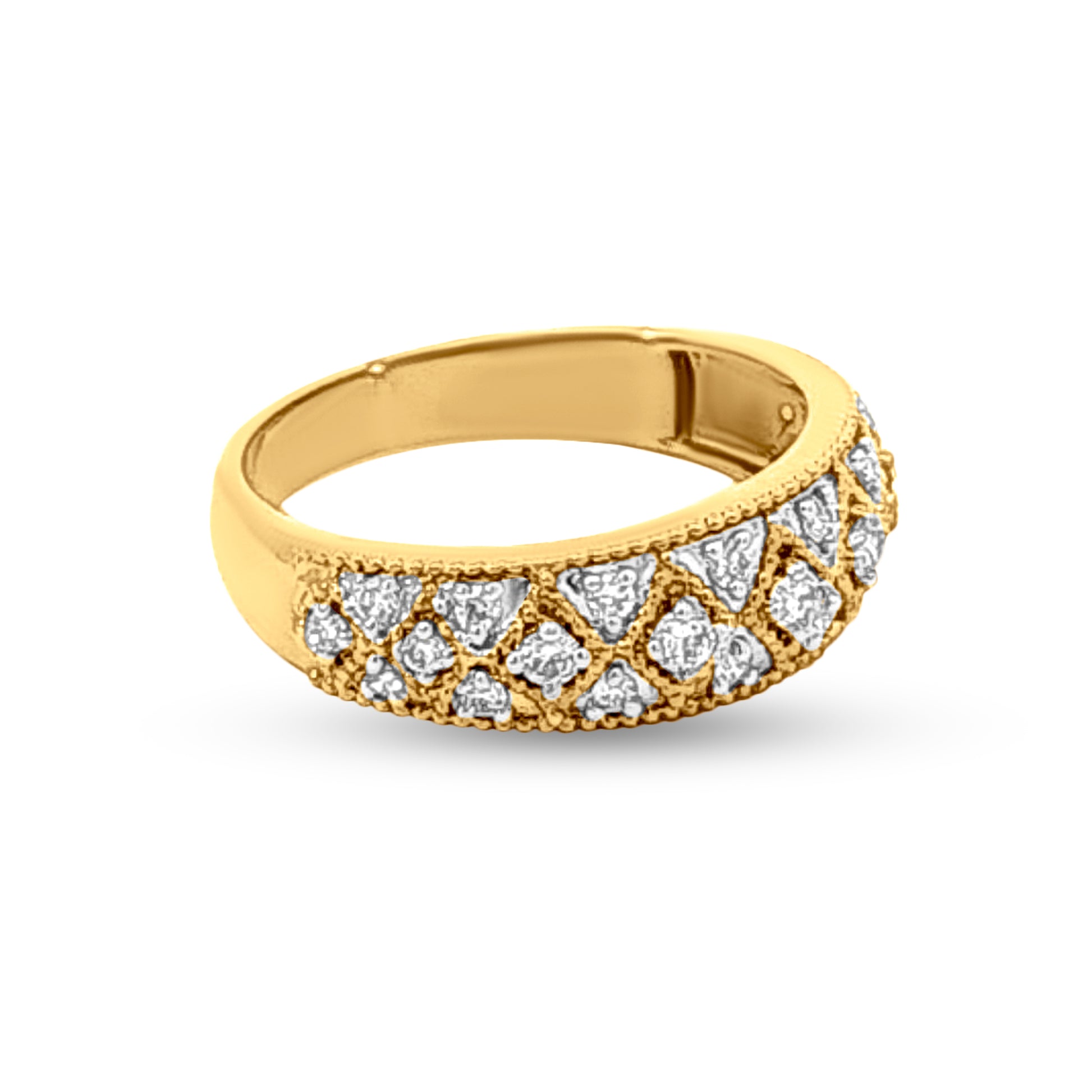 18k Gold Diamond-Studded Womens Band Ring