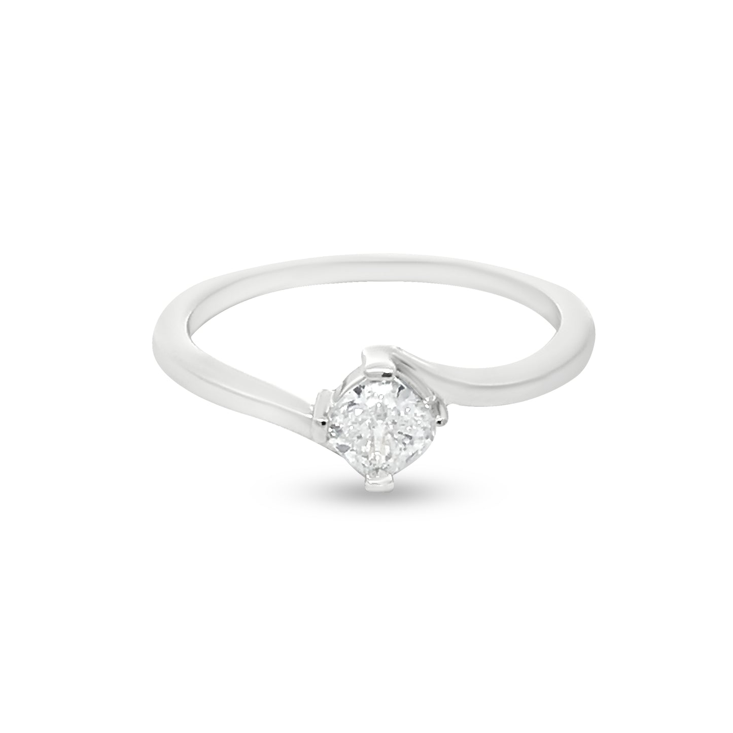 Timeless 18k White Gold Diamond Solitaire Ring with 0.41 Carat Cushion Cut Diamond