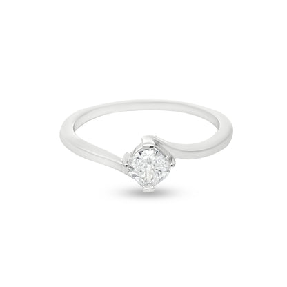Timeless 18k White Gold Diamond Solitaire Ring with 0.41 Carat Cushion Cut Diamond