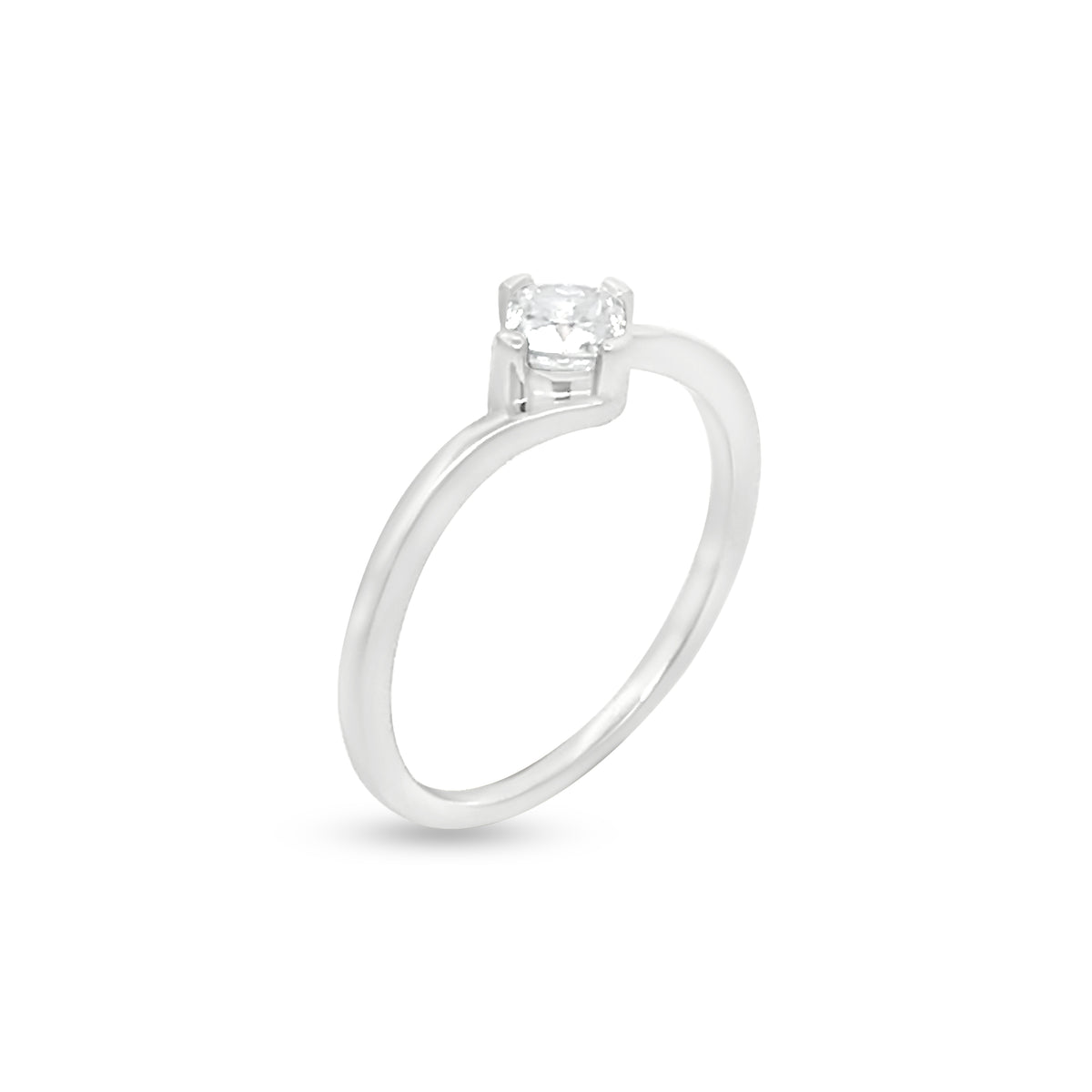 Timeless 18k White Gold Diamond Solitaire Ring with 0.41 Carat Cushion Cut Diamond