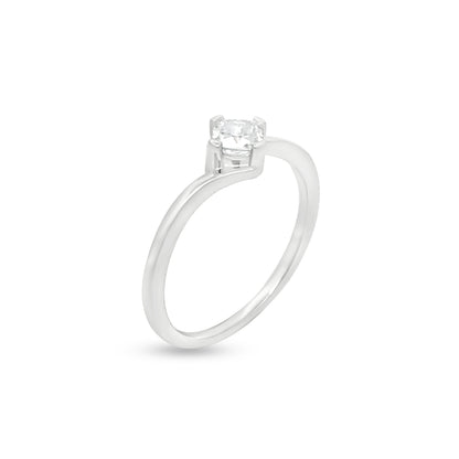 Timeless 18k White Gold Diamond Solitaire Ring with 0.41 Carat Cushion Cut Diamond